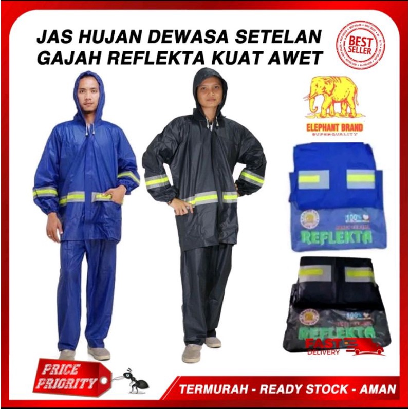 Jas hujan XL Setelan Jaket Celana Reflekta - Elephant Brand