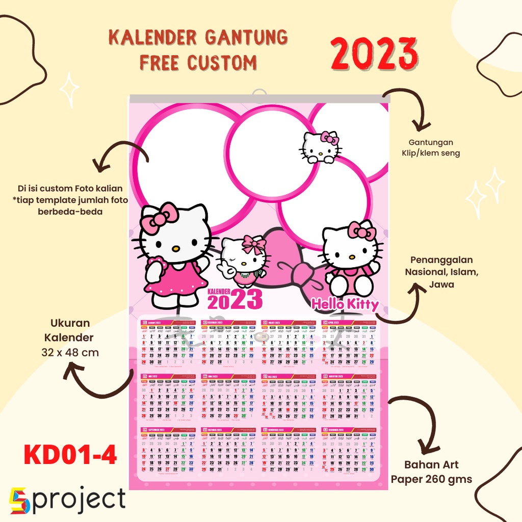 

Kalender Dinding Foto Sendiri 2025 Custom Karakter Free Desain A3+ Satuan Grosir