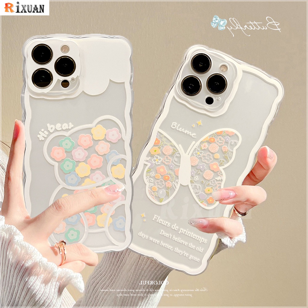 Casing Realme10 4G C35 C33 C33 C31 C30 Realme C21Y 5 6i 5s 5i 7i C15 C25s C11 C12 C25 C25Y C11 2021 C20 C3 C1 C17 A1K Casing Fashion Butterfly Beruang Lucu Soft TPU Phone Cover RIXUAN