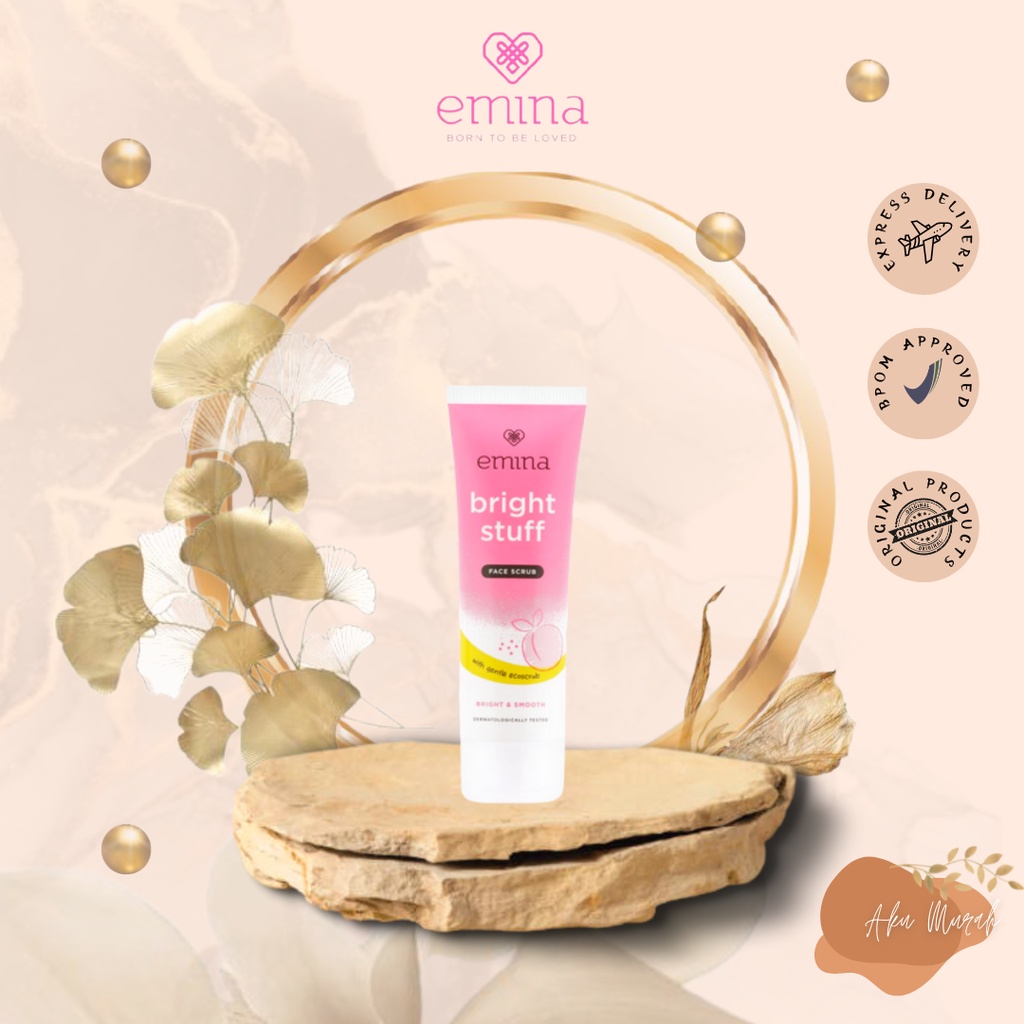 ✨ AKU MURAH ✨ Emina Bright Stuff Face Scrub 50 ML / Scrub Wajah Cerah Glowing, Bersihkan Pori-Pori