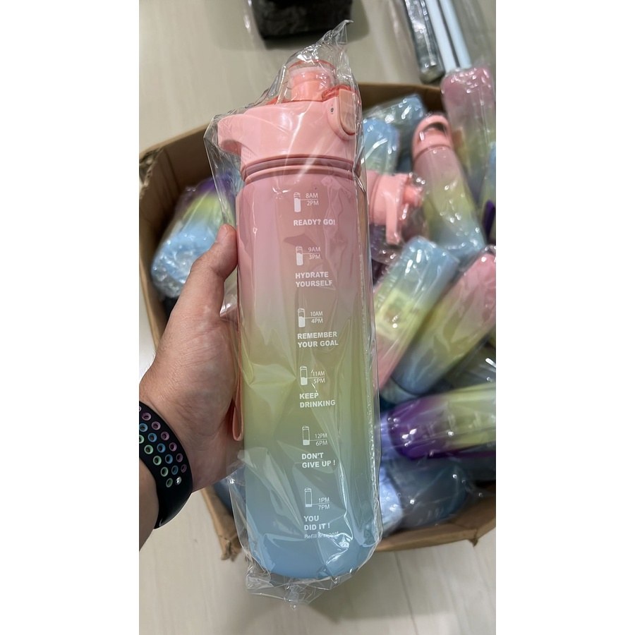 Botol Minum Gradasi Viral 1000 ML Motivasi /Botol Minum Tumbler Olahraga 1 Liter