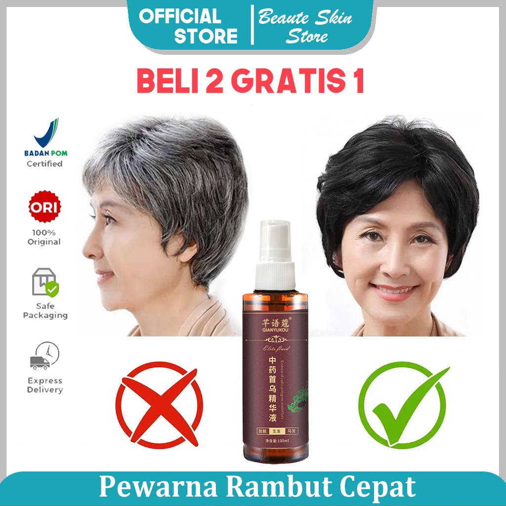 【COD】100ml Serum Rambut Anti Rambut Rontok Esensi Polygonum Esensi Herbal Tionghoa Serum Rambut Hitam Menghitamkan Rambut Putih Mempromosikan Pertumbuhan Rambut