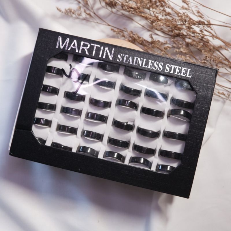 1 box isi 36 cincin titanium hitam polos cincin couple cincin cowok cincin cewek