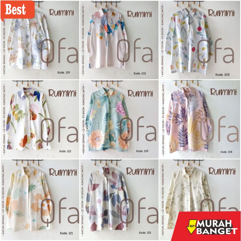 atasan wanita terbaru 2022 ATASAN WANITA KEMEJA KATUN JEPANG ORI/MOLA MOTIFA RUMMI TOP TUNIK/BLOUSE 