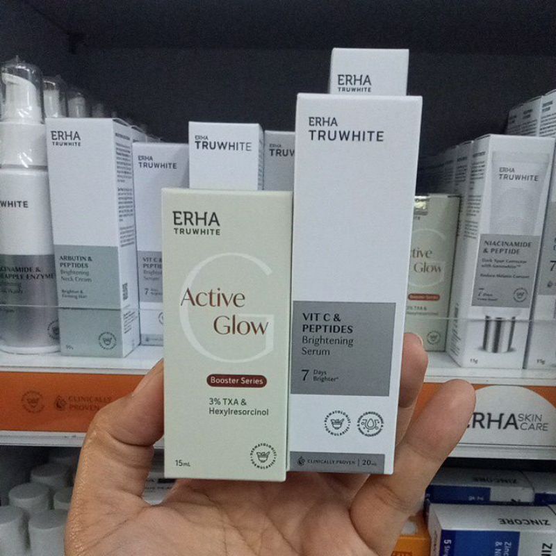 Paket isi 2 ERHA TRUWHITE VIT C SERUM + ACTIVE GLOW BOOSTER