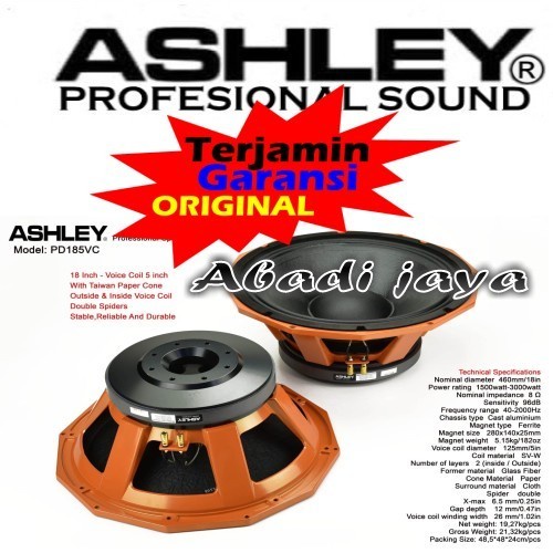 Speaker Component Ashley PD 185VC 18 inch Original Ashley PD185VC