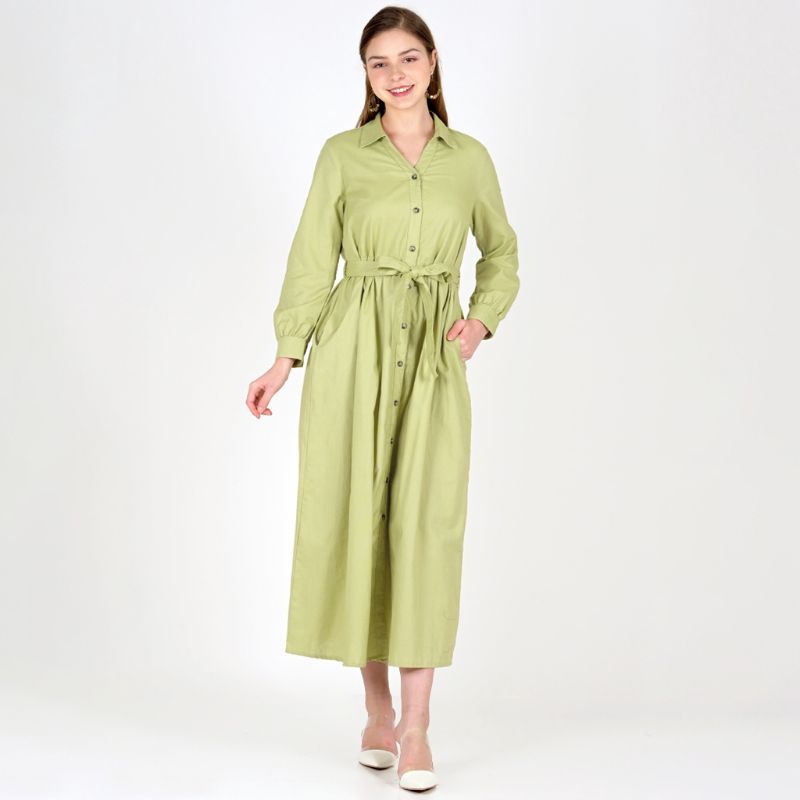 Le'Rosetz - gamis katun polos Flores Sage green mint