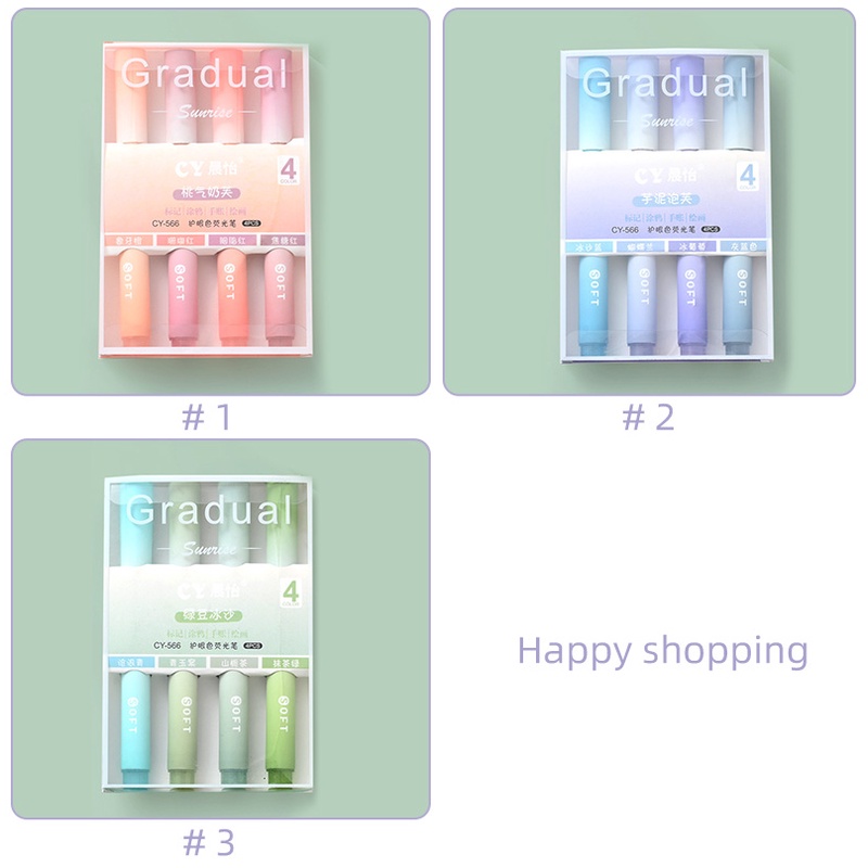 4 Pcs Spidol Highlighter Warna Gradasi Untuk Pelajar