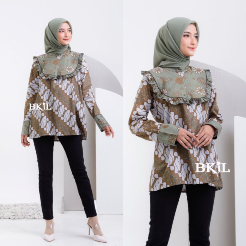 BLUS BATIK WANITA MODERN SENO LAURA ||ATASAN WANITA||M-L-XL-XXL