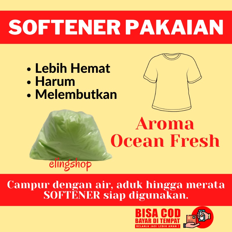 Biang Softener Laundry Pewangi Pelembut Pakaian Wangi Tahan Lama Ocean Fresh 1 Liter