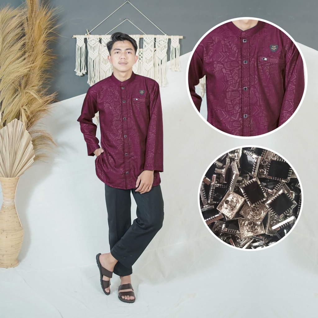 El-fajar / koko embos model lengan panjang motif terbaru pria dewasa baju koko embos katun