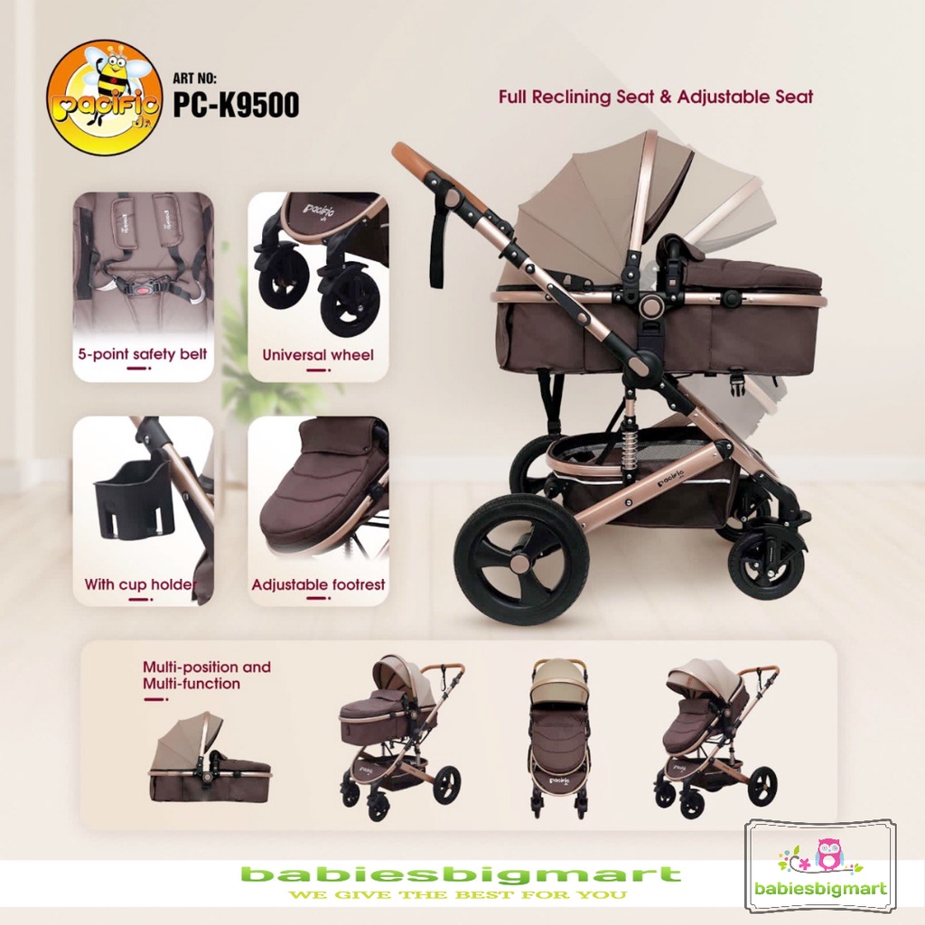 Stroller Pacific PC K 9500 Newborn Kereta Dorong Bayi Anak Hadap Depan Dan Belakang