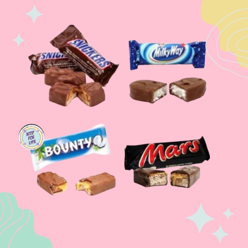 

Snickers/Bounty/Mars/milkyway Mini choco perpcs