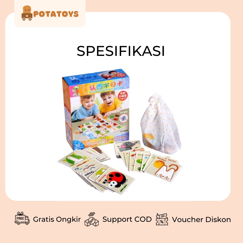 [ Potatoys ] Mainan Edukasi Anak Abjad Alphabet / British Wooden Puzzle / Mainan Mengenal Huruf Abjad