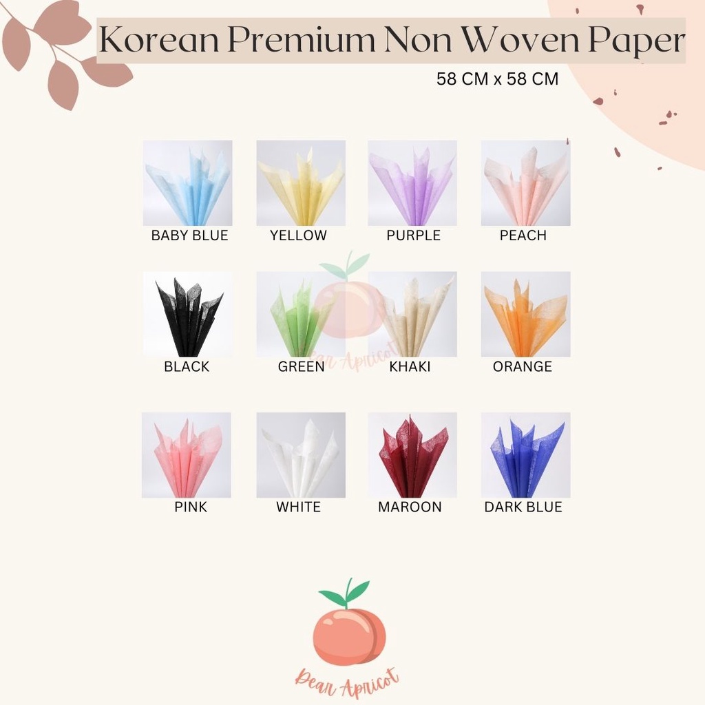

[5 LEMBAR] KERTAS FLOWER WRAPPING KOREAN PREMIUM NON WOVEN PAPER ECER 5 LEMBAR KERTAS BUKET BUNGA HAND BOUQUET