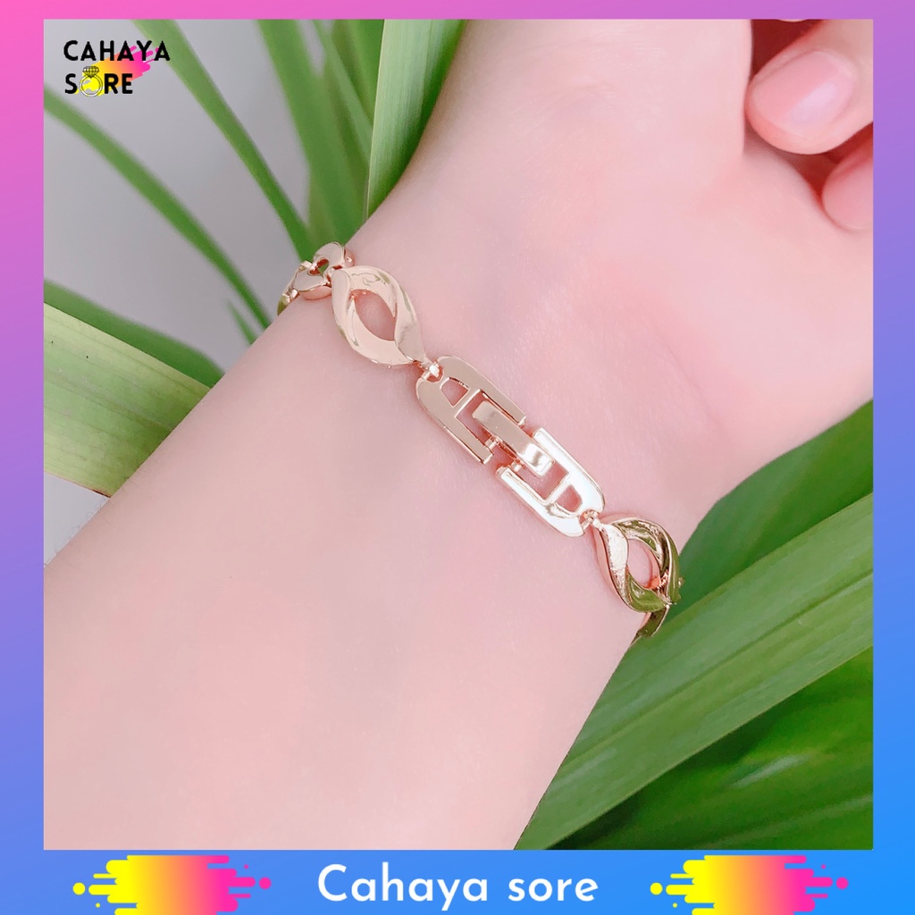 Gelang Xuping Gold Gelang Tangan Dewasa Rantai Permata Tiga Baris G29