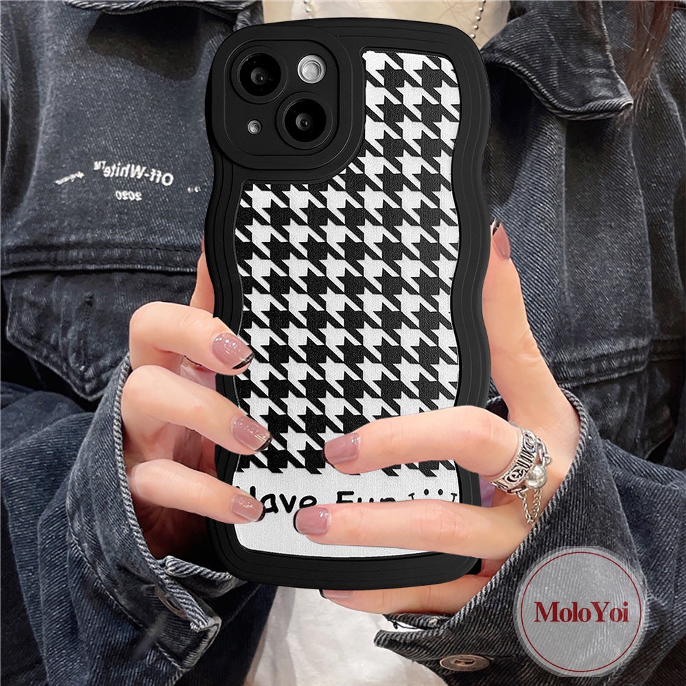 Soft Case Tpu Motif Houndstooth Untuk iPhone 7Plus 8Plus 11 XR X XS Max 6 6s 8 7 14 Pro Max 13 12 11 14 Pro Max SE 2020