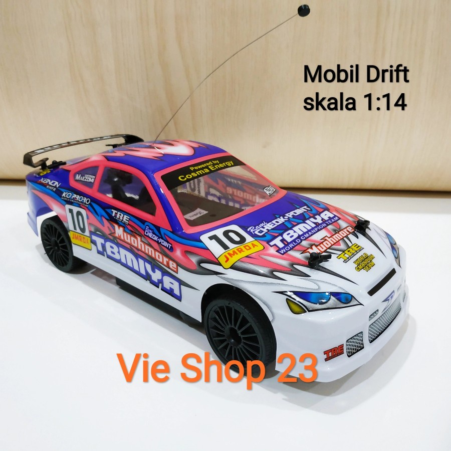 Mainan RC mobil remot kontrol putih racing Drift Turbo Skala 1:14 Sanzuan plastik PCV Remote control