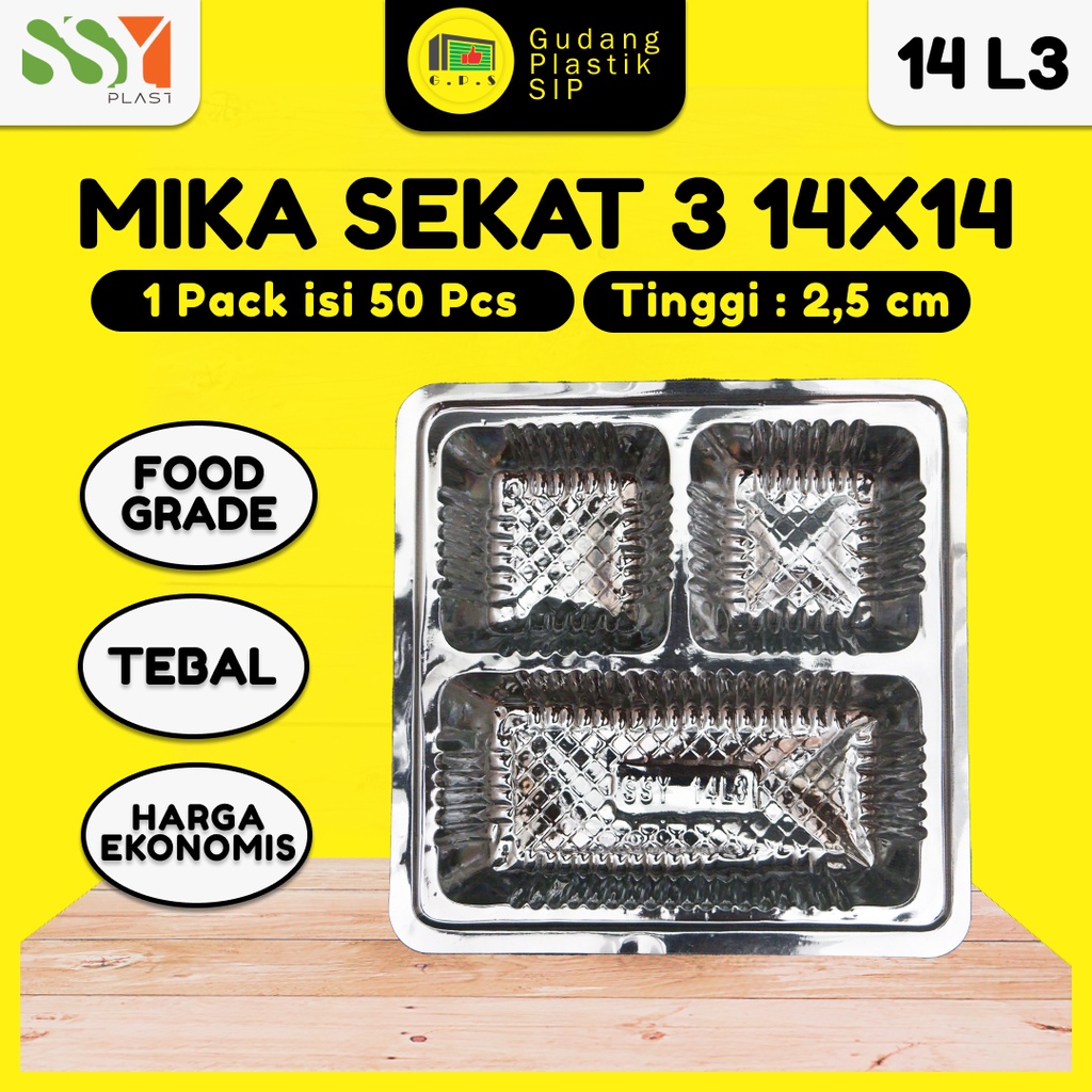 Mika Dus Nasi Sekat 3 Bening UK 14x14 isi 50 pcs