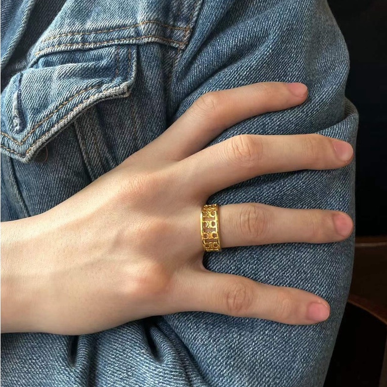 Cincin Model Terbuka Bahan Metal Gaya Perancis Untuk Wanita