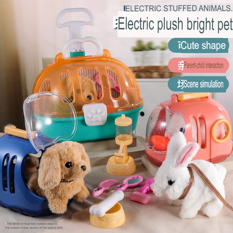 Mainan Simulasi Anak Pet House Hewan Peliharaan Boneka Kelinci Moving Toys Doll Dog Puppy Tas Travel Edukatif Kesayangan Anjing Kucing Birthday Christmas Gift Kado Hadiah Balita