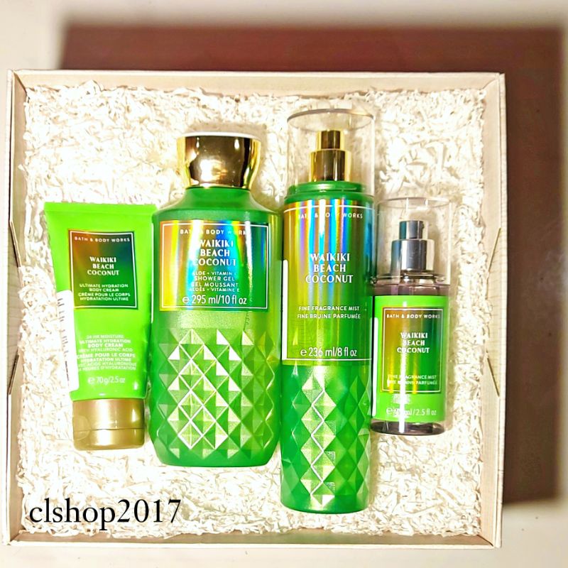 BBW WAIKIKI BEACH COCONUT GIFT SET PAKET BATH &amp; BODY WORKS