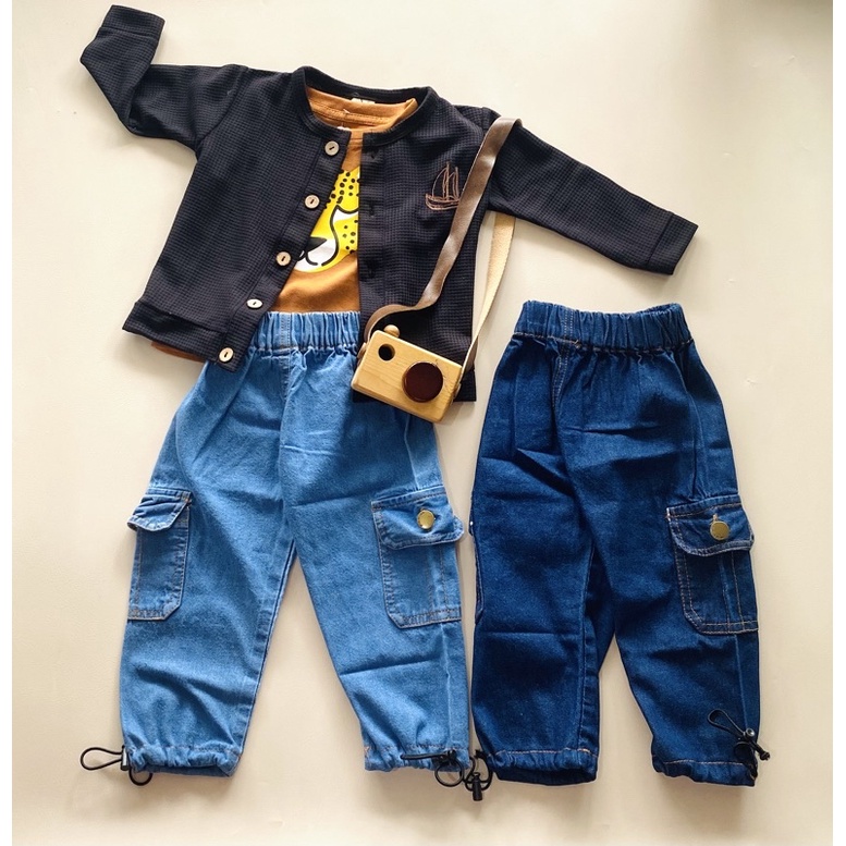 BABYMOI | NOA Cargo Pants | Celana Cargo joger Anak Bahan Jeans