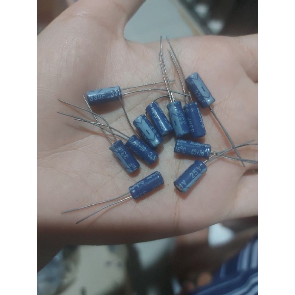 10 PCS Capasitor Elco 33uf 25v Kapasitor Elko 33 Micro 25v 33uF 25V 33uf 25v Kualitas Bagus Isi Full Real Capacity  isi 10 BUAH