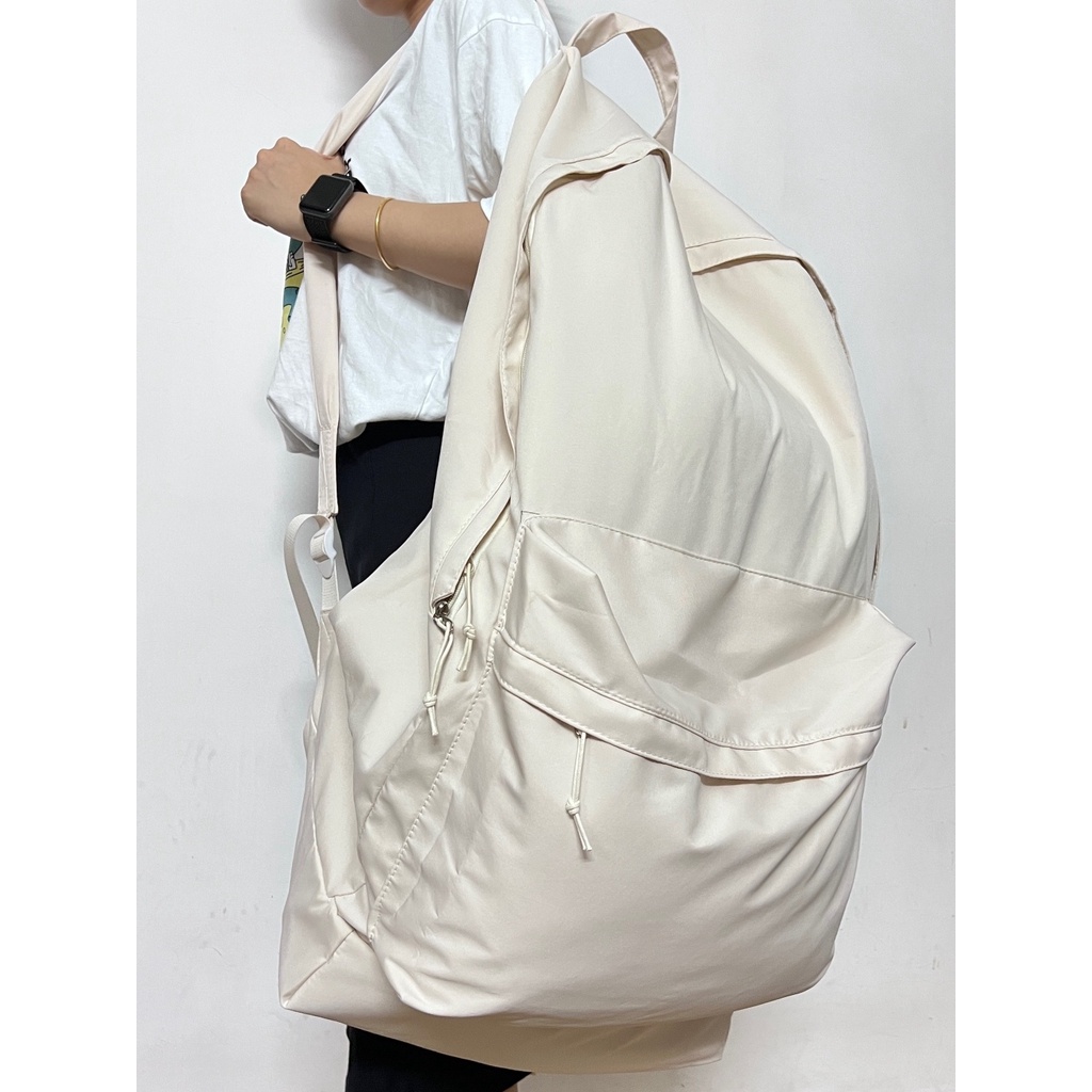 ○Sera Super Besar Ransel Nilon Tahan Air Ransel Kapasitas Besar Douyin Populer Lucu Tas Sekolah Putih