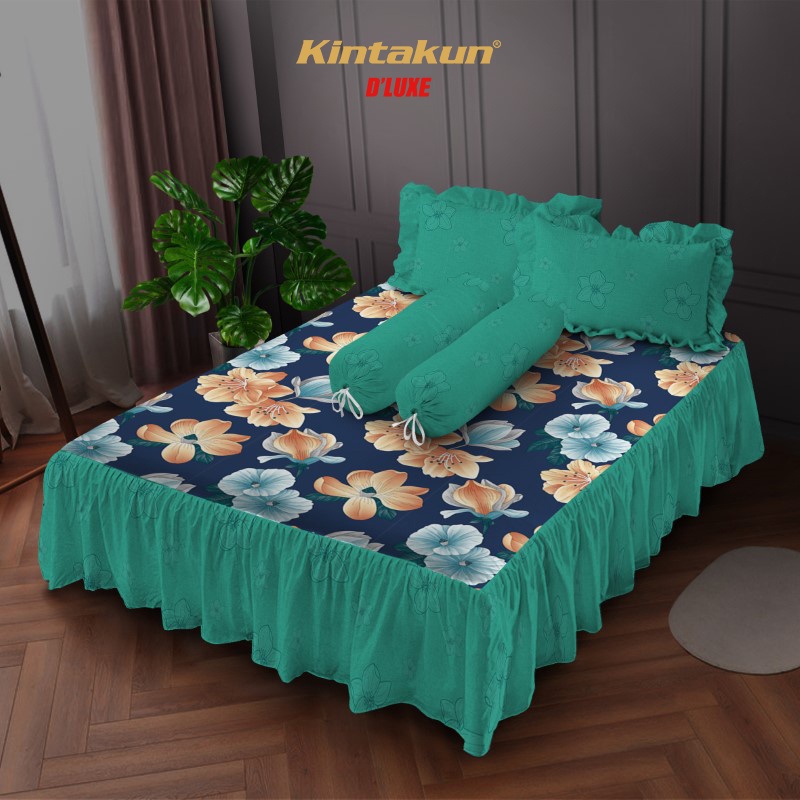 Kintakun Sprei Rumbai 160 / 180 Clara Bunga Dluxe Microtex Navy