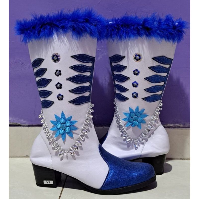 Sepatu Mayoret Biru Putih dan Putih Gold