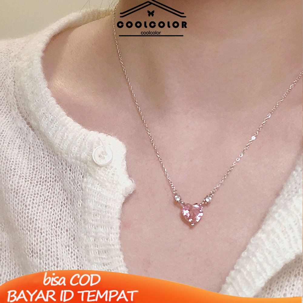 COD❤️kalung cinta mewah yang manis dan ringan  kalung liontin zirkon  desain niche wanita- cl
