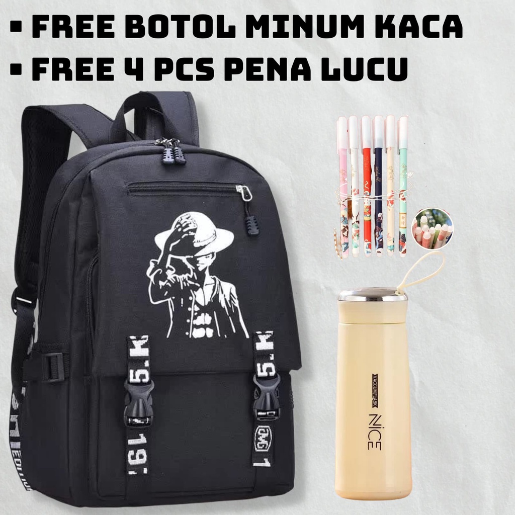 Jual Bagpack Logo Monkey D Luffy Tas Ransel Unisex Anime Piece Terbaru