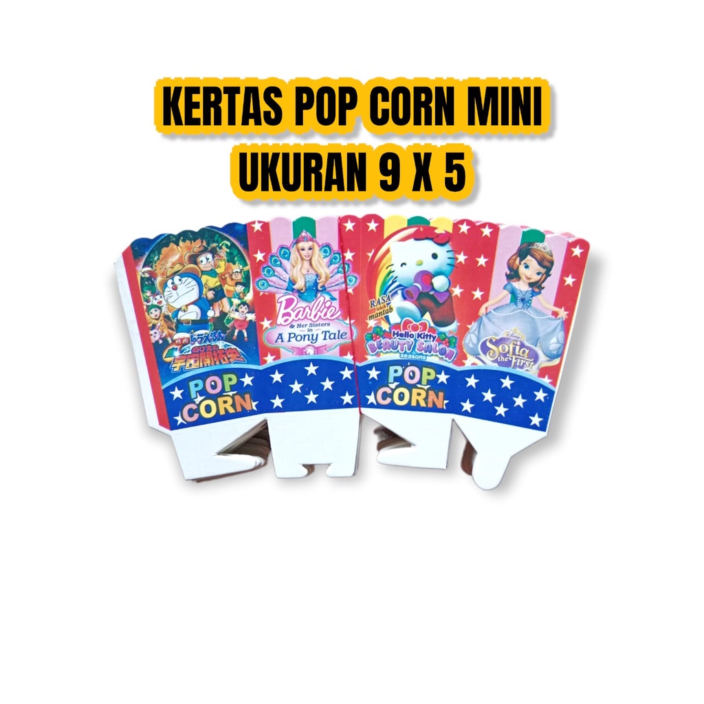 

KERTAS POP CORN MINI UKURAN 9 X 5 CM ISI 100 PCS // KOTAK POP CORN MINI MURAH TERLARIS