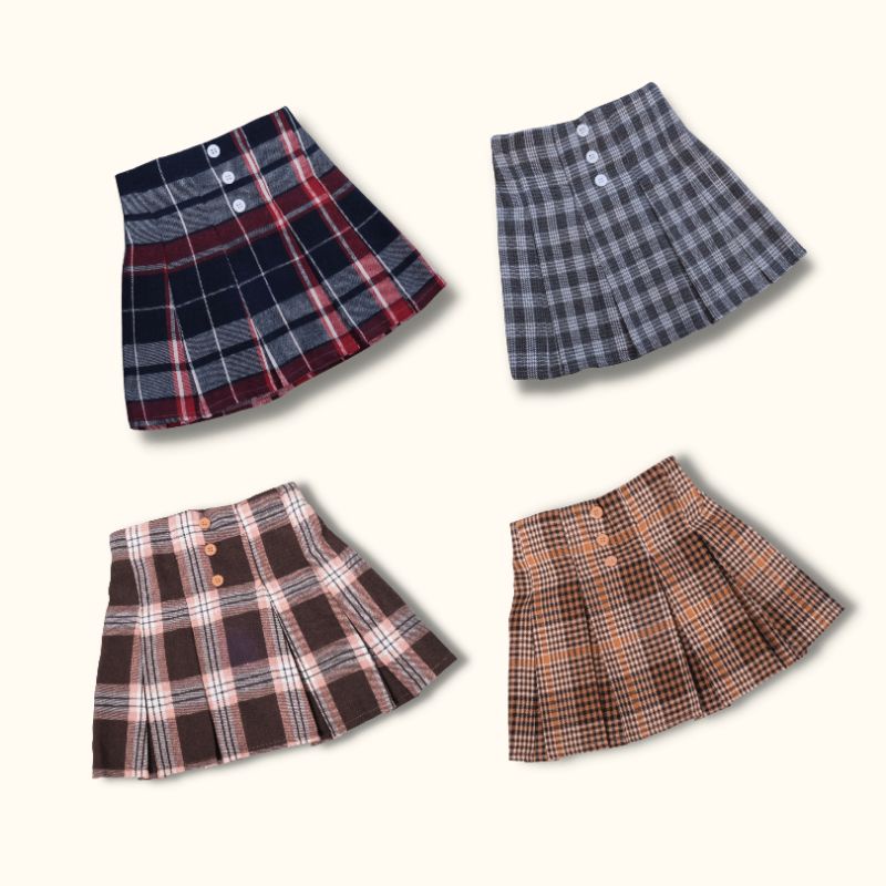 FLANEL SKIRT - Promo 10.10 Rok Anak Korea kain nyaman Anak Cewek kotak kotak  Perempuan Lucu Kiyowo Murah 1-6 Tahun