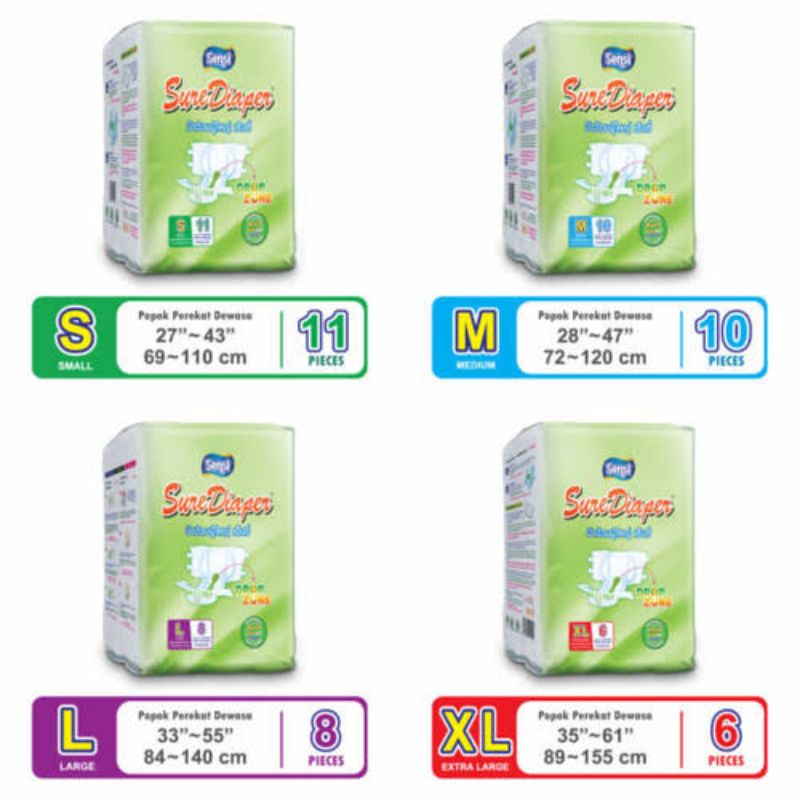 SENSI POPOK DEWASA PEREKAT | SENSI SURE DIAPER S11/M10/L8/XL6