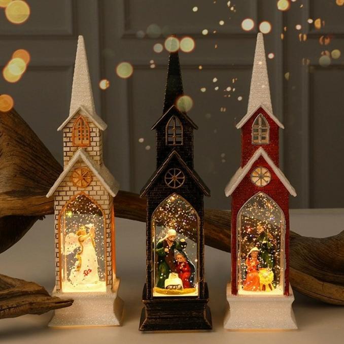 Hiasan Natal LampuLED Model Gereja Katedral