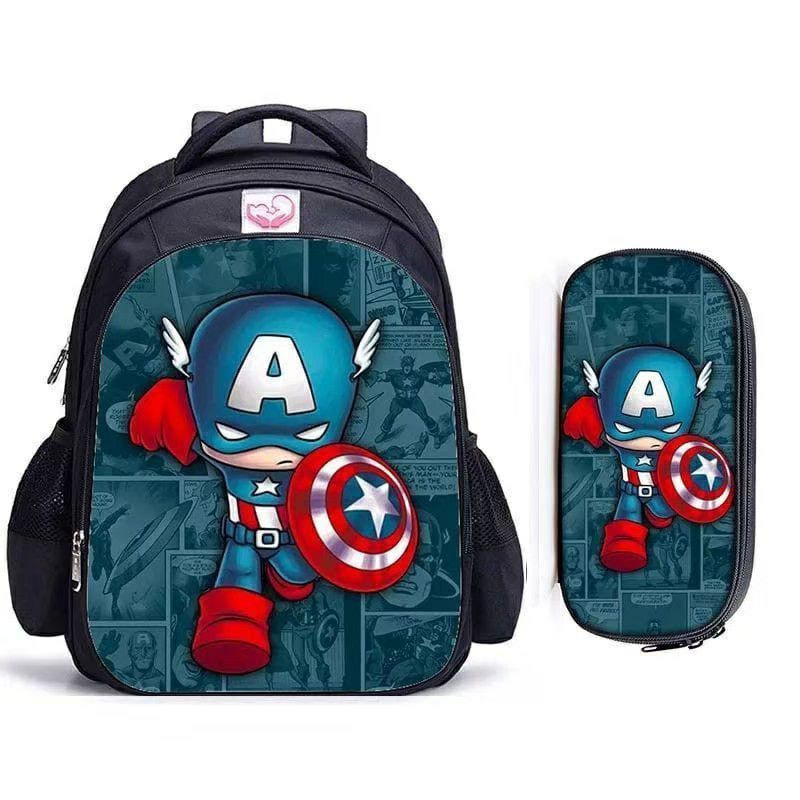 Paket Lengkap Banyak Bonus Tas Ransel Captain Amerika 5in1 Tas Anak laki-laki Sekolah TK SD