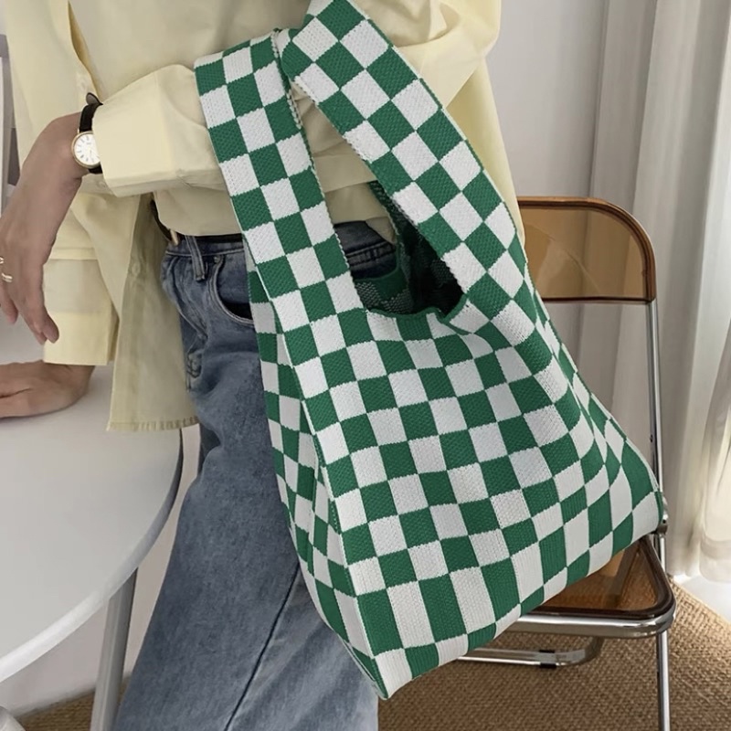 tas kain rajut totebag knit fashion wanita korea shoulder bag tote bag dewasa perempuan korean style fashion cantik premium tebal kekinian viral aesthetic TAS14
