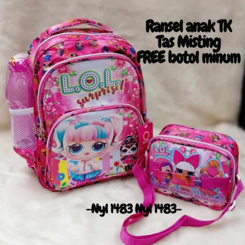 &quot;aurabagss&quot; - Beli 1 Dapat 2 3 &amp; 4 Tas Anak Perempuan Motif LOL Printing Paket 2 In 1  3 In 1 &amp; 4 In 1 Ransel Anak Perempuan Sekolah PAUD TK Backpack Sekolah Ngaji Fashion Kado Ultah Ala &quot;aurabagss&quot;