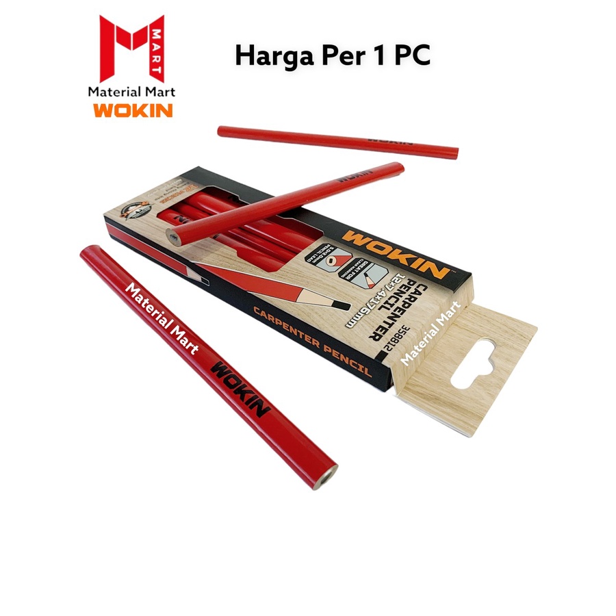Pensil Tukang Wokin | Pensil Tukang Kayu Merah | Carpenter Pencil Red | Material Mart