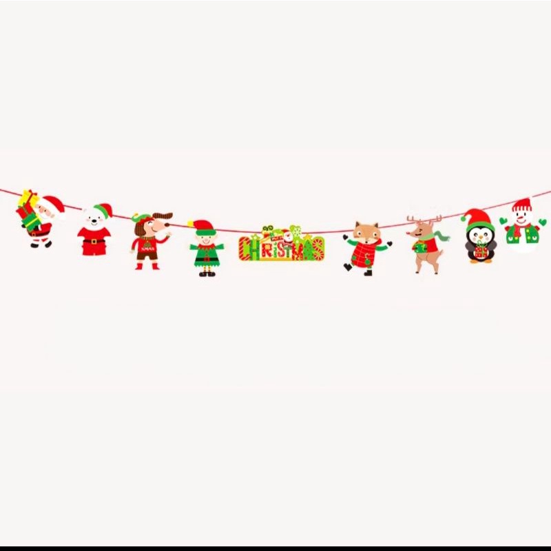 Banner Merry Christmas Santa Rusa Snowman Dekorasi Natal Murah Kado Garland Natal Merry Christmas Murah Ornamen Natal Harga Grosir