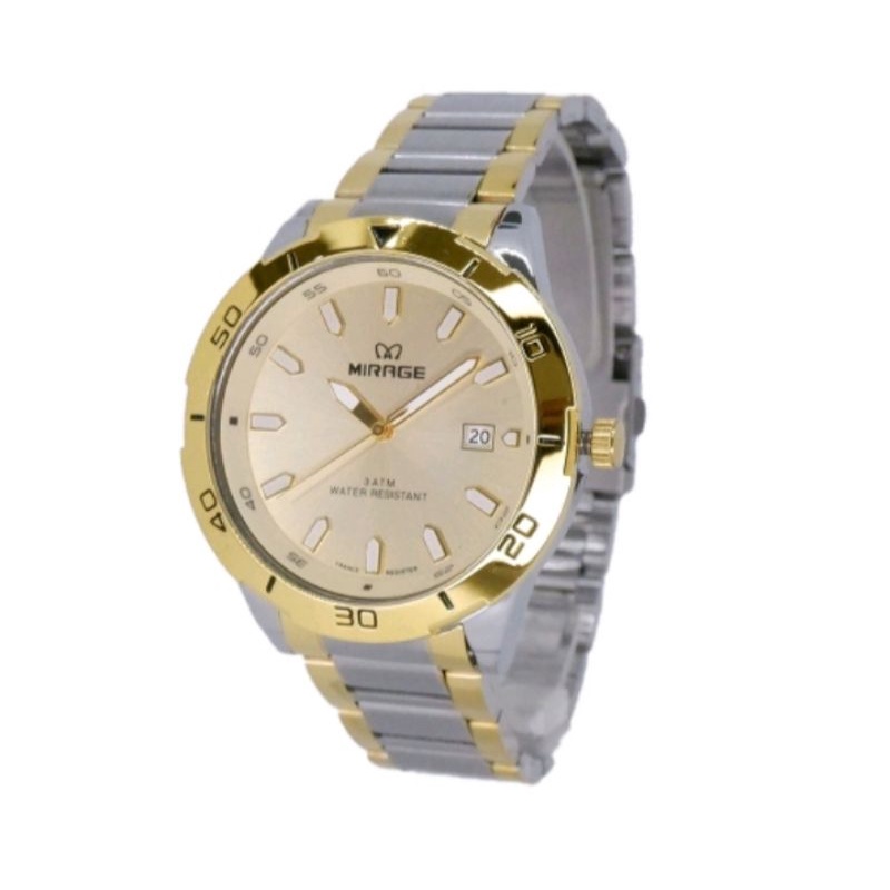 jam tangan pria;MIRAGE M8758BRP kombi~ORIGINAL~WATER RESISTANT~TGL~STAINLESS ANTI KARAT