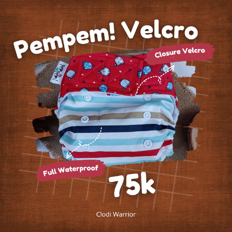 Clody Pempem Velcro termasuk insert litty bambu opok kain bayi cuci ulang