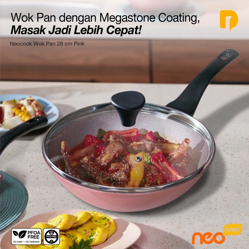 Neocook Wok Pan 28cm Pink