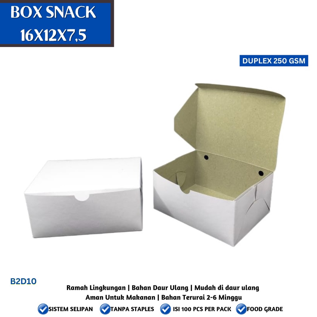 Jual Box Snack Dus Kue Snack Box Dus Roti Dus Cemilan -B2D10-16X12X7.5 ...