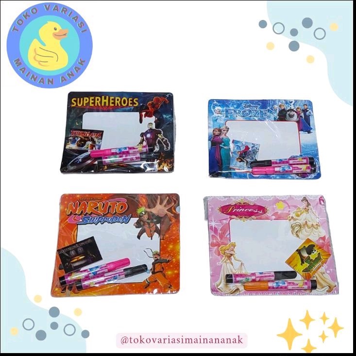 

MAINAN PAPAN TULIS MINI KARAKTER + SPIDOL + PENGHAPUS