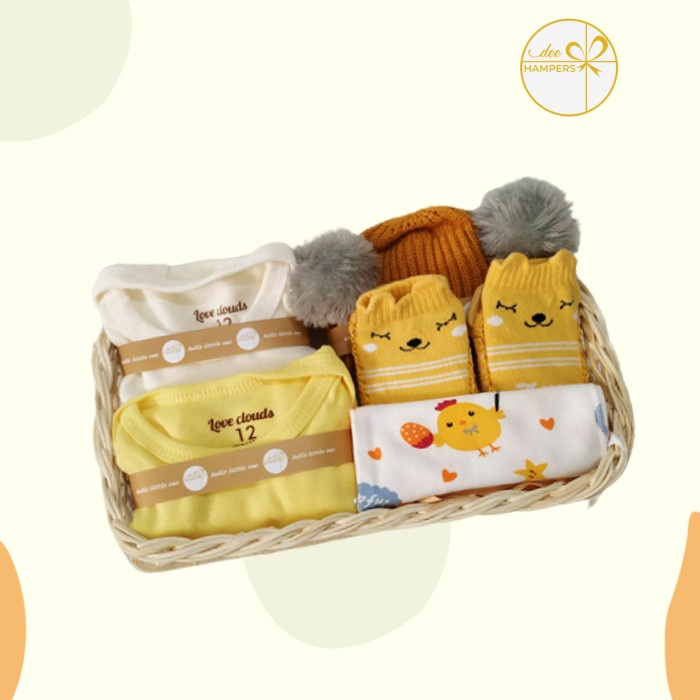 

(COD) Baby Hampers / Kado Lahiran Bayi/Baby Gift/ Paket Baby Happy Keranjang - Kuning