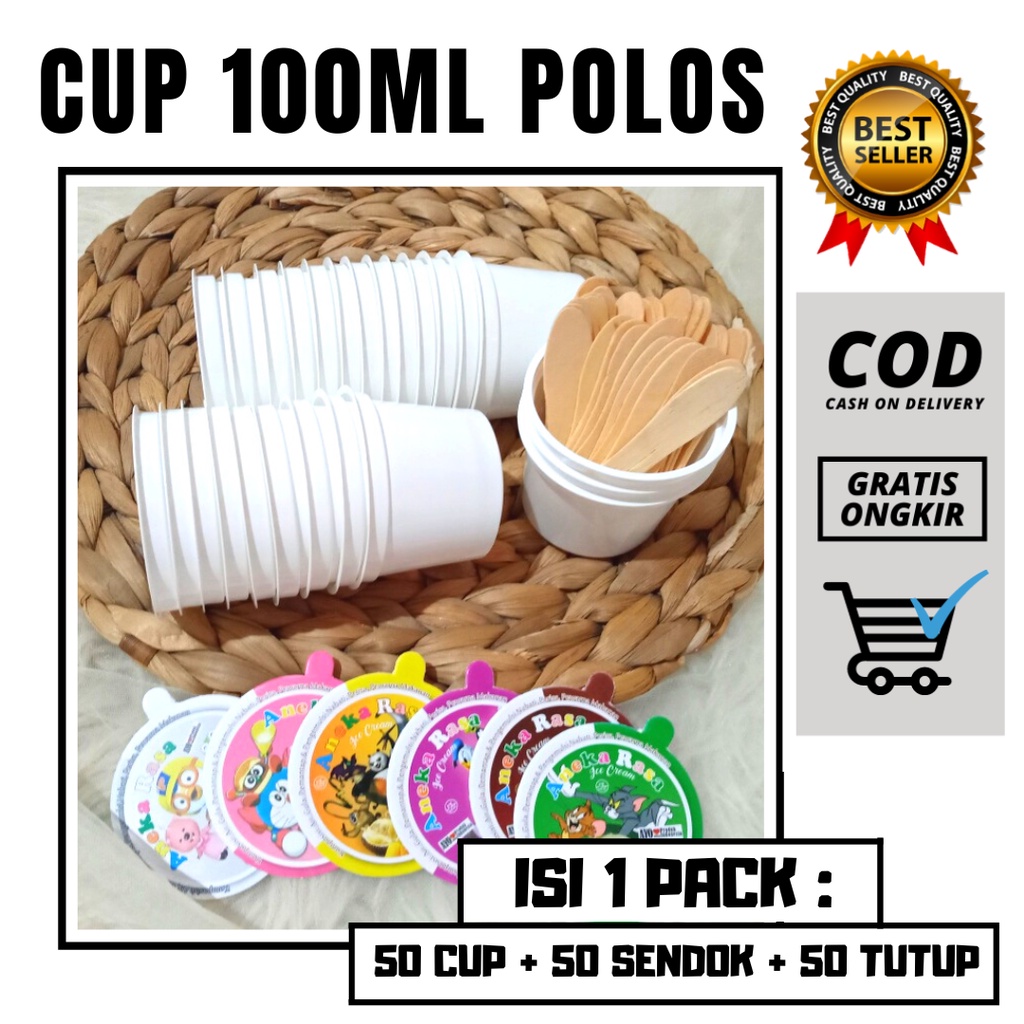 Cup Es Krim Gelas Es Plastik Cup Murah Cup Ice Cream 100ml Putih Polos Cup Jelly Cup Es Cream