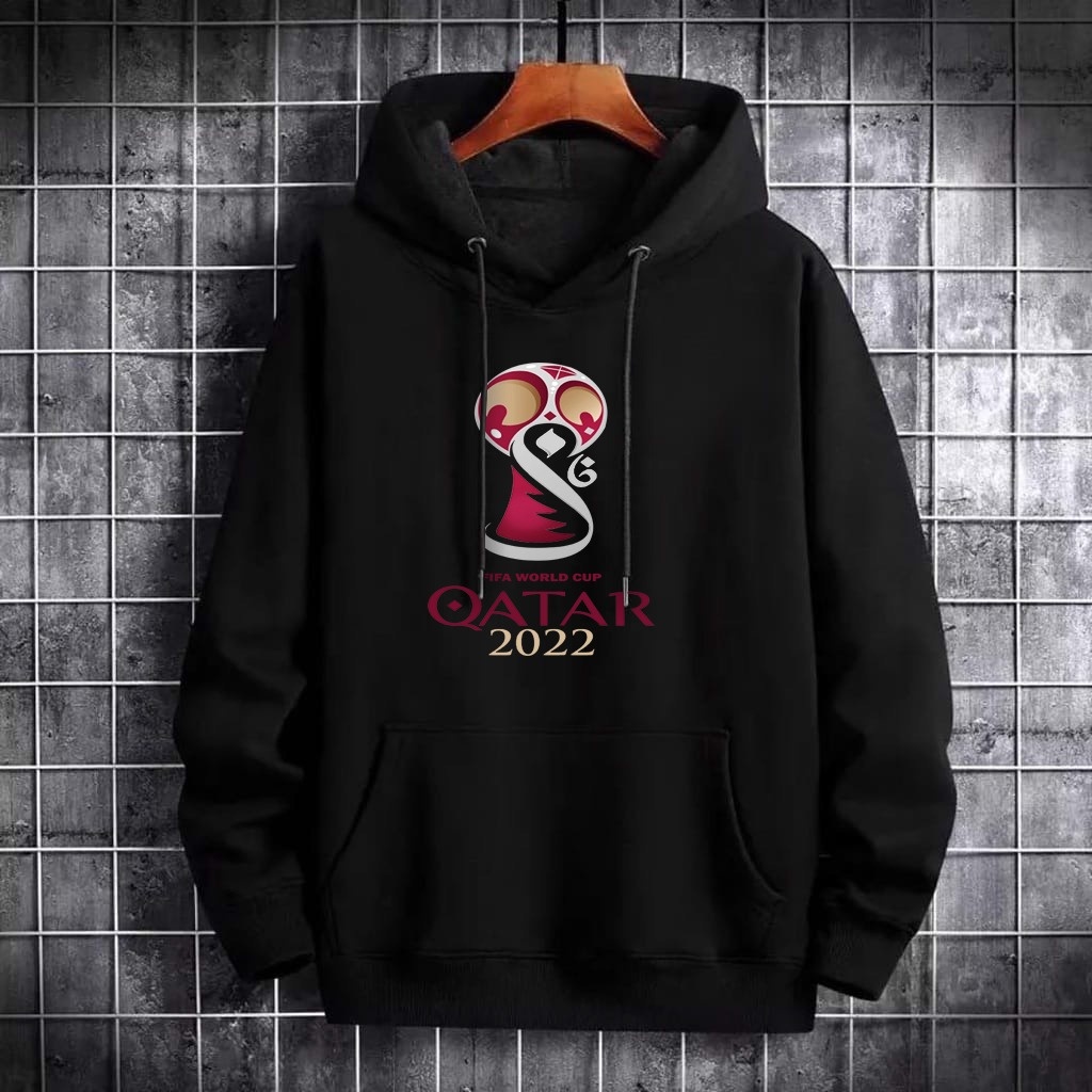 Jacket Hoodie Toonzz Fashion Pria QATAR League 2022 Motif Print Bahan Fleece Tebal